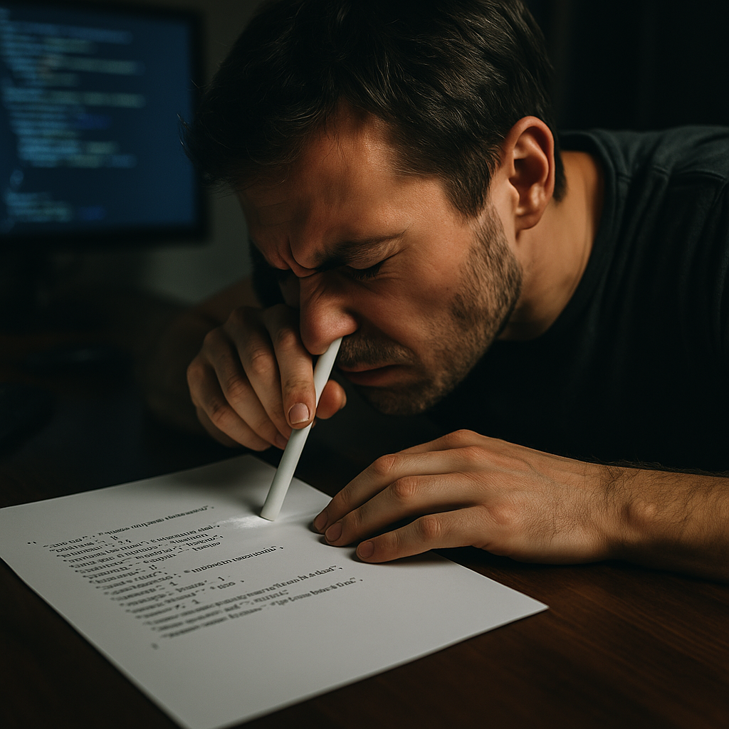 Dev a cheirar linhas de código - gerado pela LLM